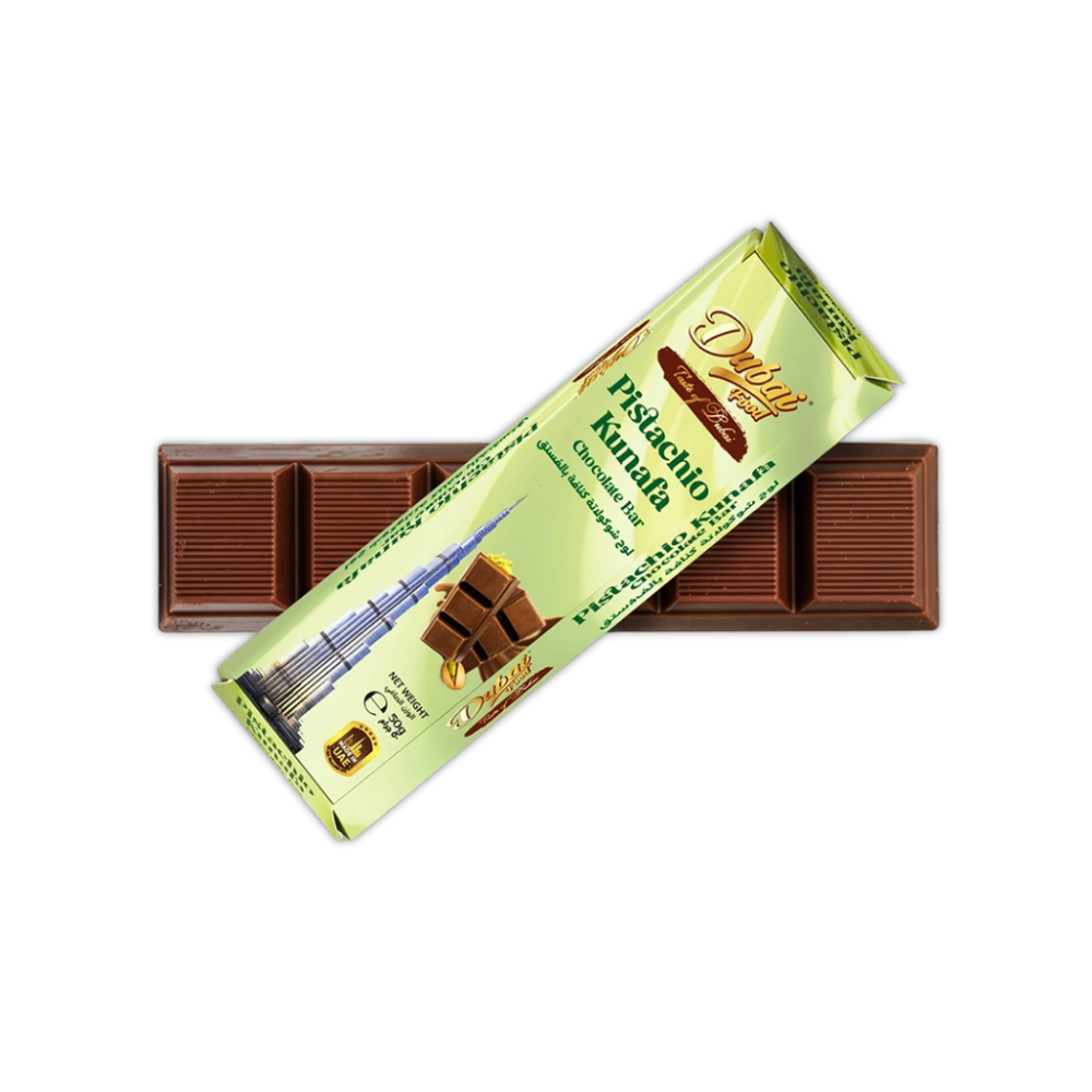 Dubai Food Pistachio Kunafa Chocolate Bar 50g
