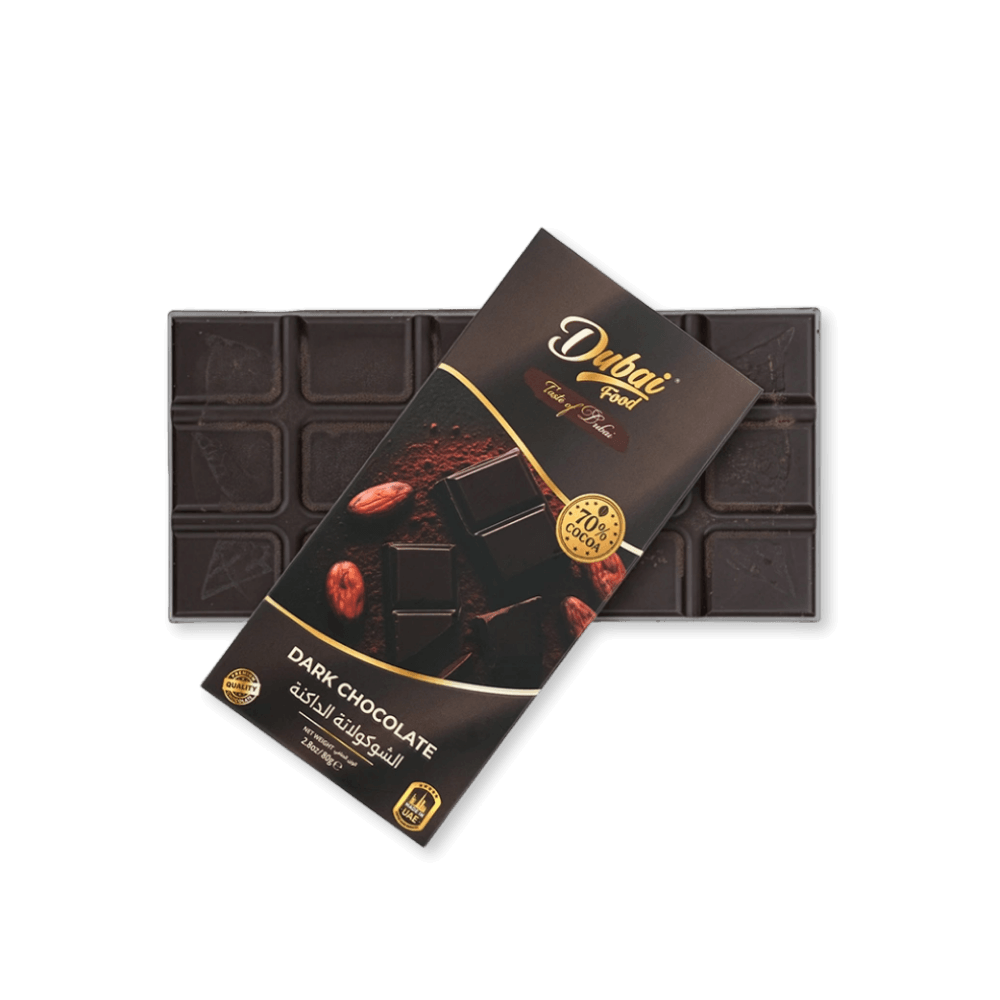 Dubai Food Dark Chocolate Bar 70% Cocoa 80g